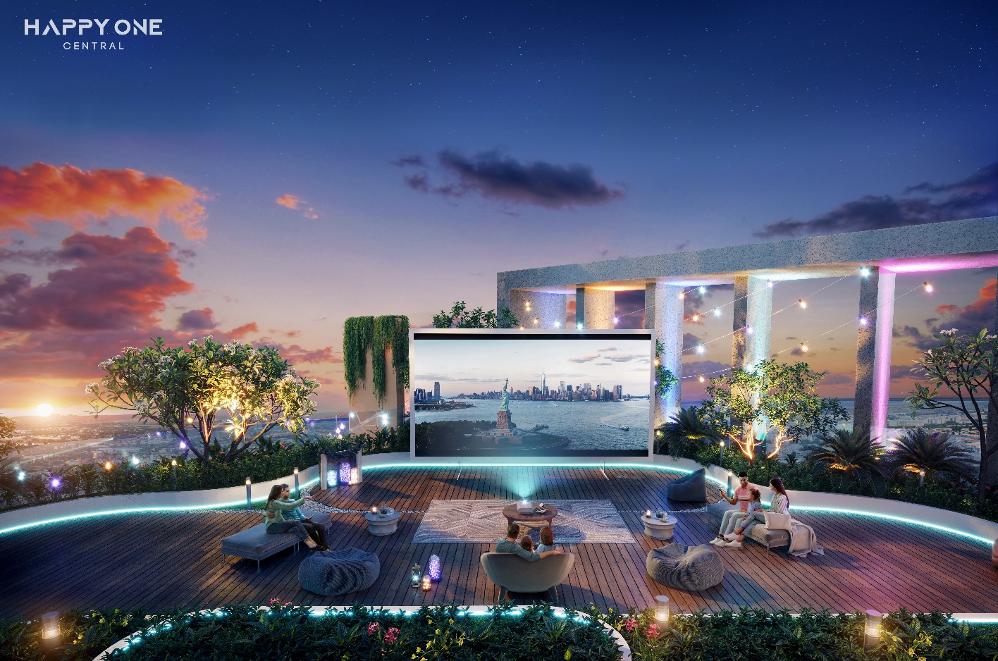 Kh&ocirc;ng gian chiếu phim tr&ecirc;n tầng 40 của Happy One - Central.