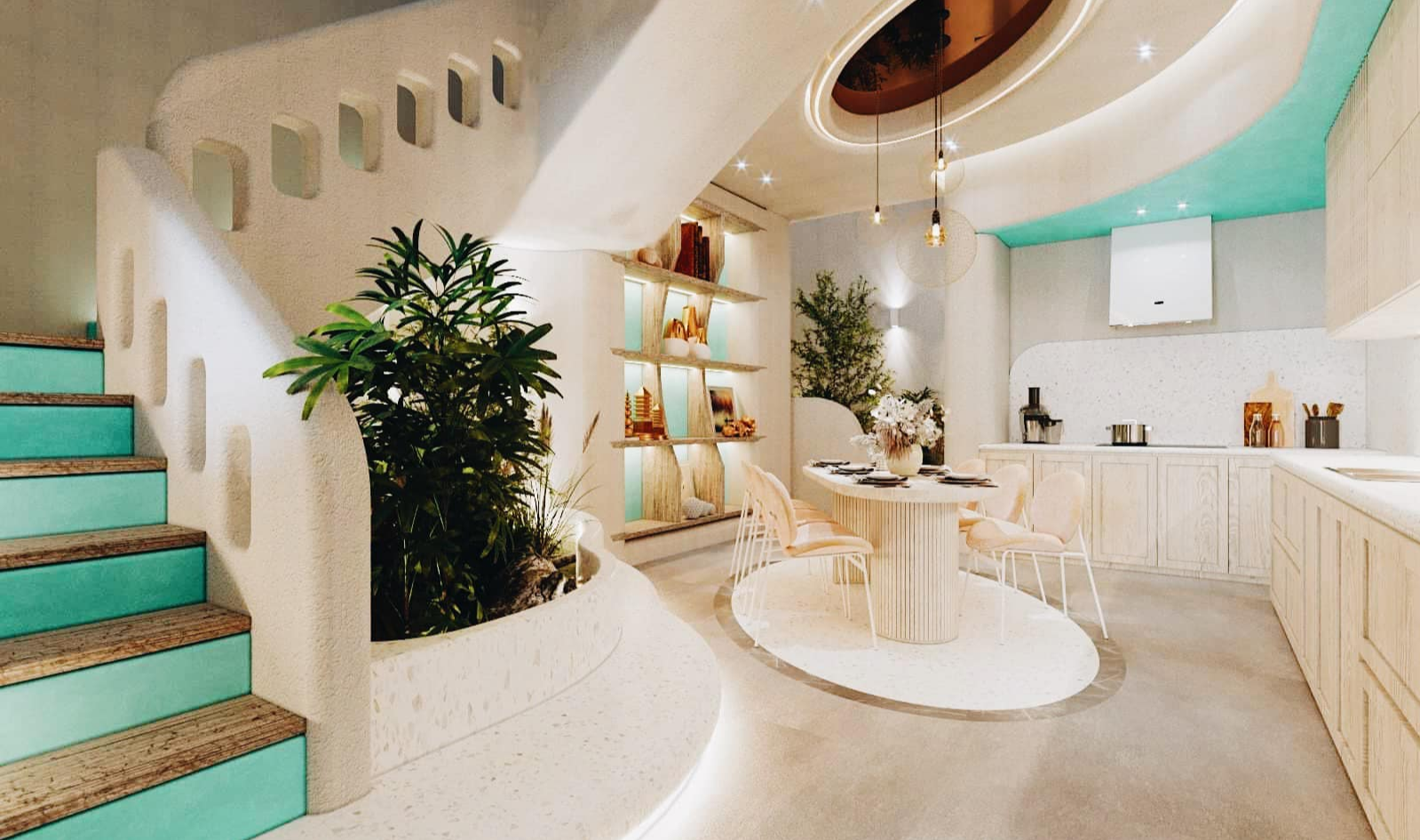 Với những người dành thời gian ở nhà nhiều, những đường cong trong nội thất mang tới cảm giác thoải mái, thư giãn.