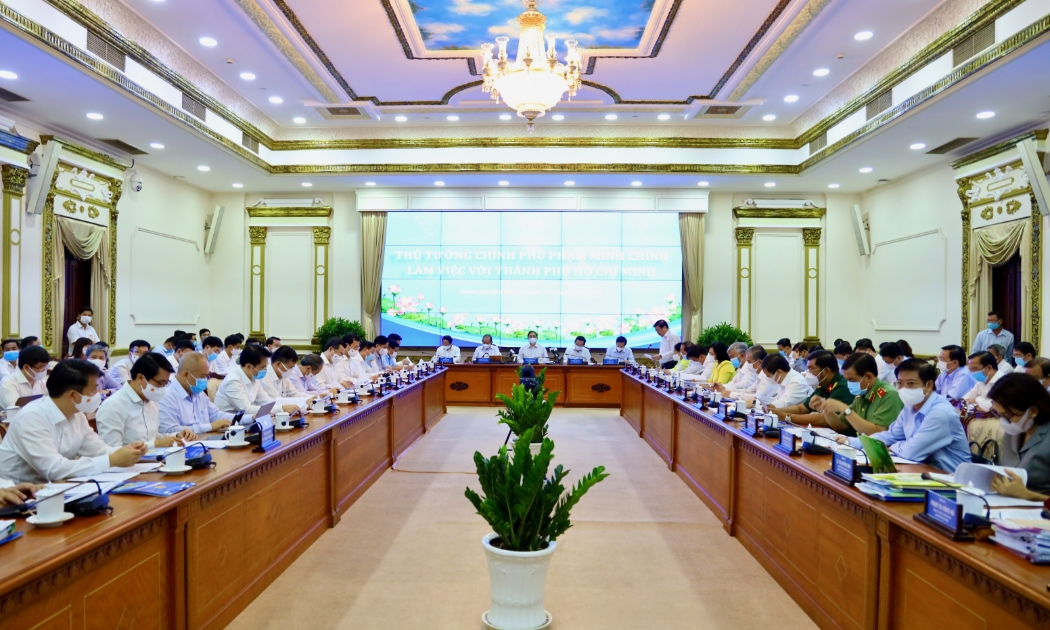 Thủ tướng Phạm Minh Chính tại buổi làm việc với Tp.HCM vào ngày 13/5.