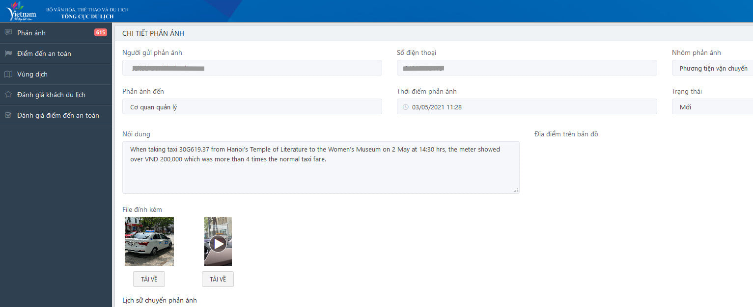 Th&ocirc;ng tin phản &aacute;nh của du kh&aacute;ch người Đức tr&ecirc;n ứng dụng 