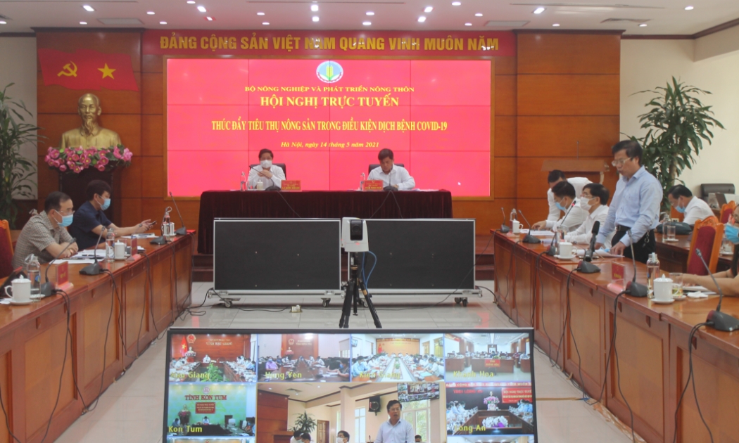 Hội nghị “Thúc đẩy tiêu thụ nông sản trong điều kiện dịch Covid-19”.