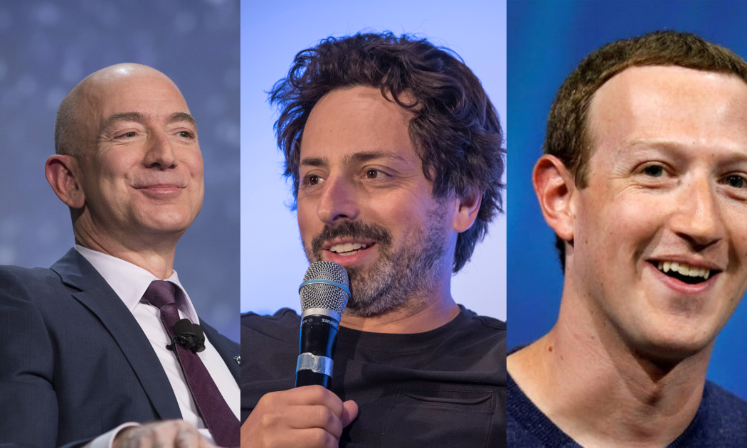 Từ trái sang phải: Jeff Bezos, Sergey Brin và Mark Zuckerberg - Ảnh: AP/Getty Images