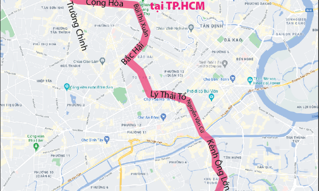 Dự án đường trên cao Bắc - Nam bắt đầu từ nút giao đường Cộng Hòa -Trường Chinh đến đường Nguyễn Văn Linh.