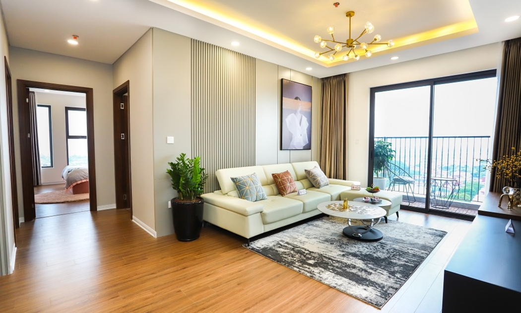 Một góc căn hộ 3 phòng ngủ Chung cư Bình Minh Garden thiết kế theo phong cách hiện đại, tối giản, giao hòa thiên nhiên.