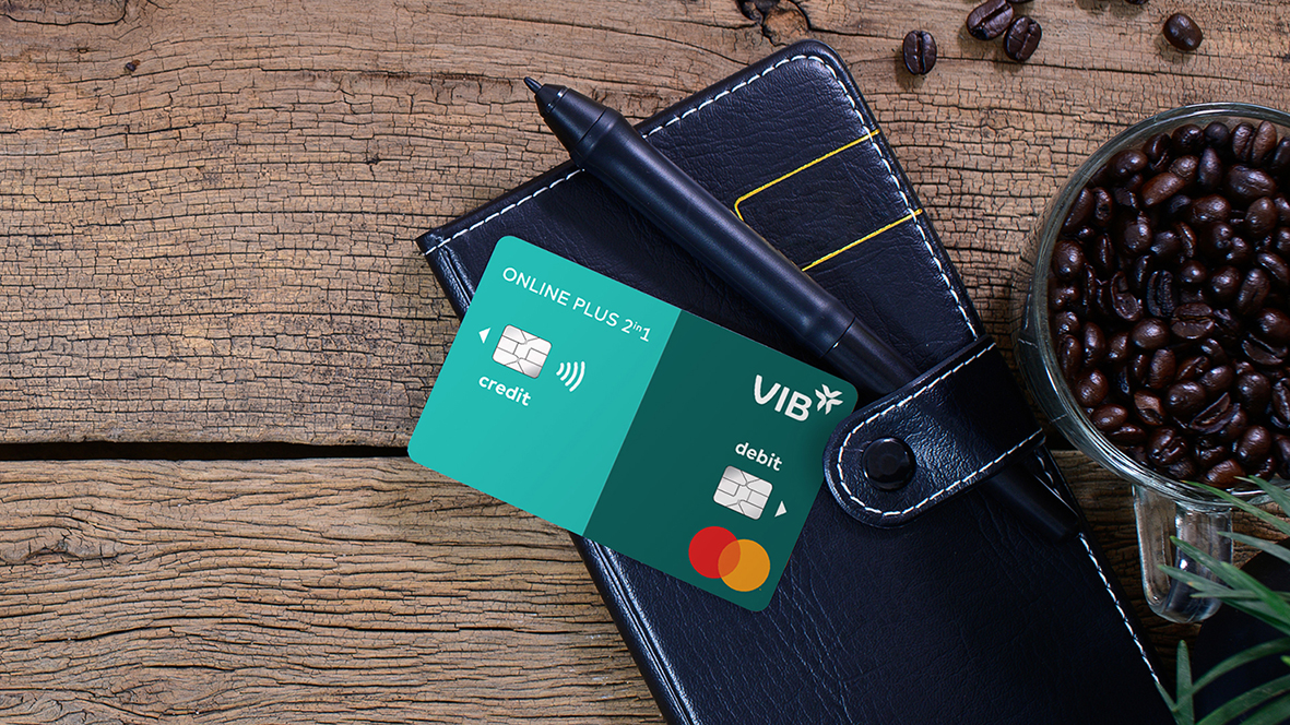 Dòng thẻ VIB Online Plus 2in1 tích hợp 2 tính năng riêng biệt của thẻ tín dụng và thẻ thanh toán.