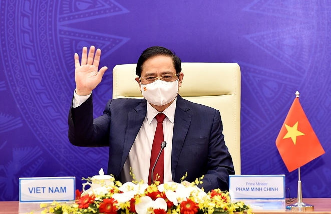 Thủ tướng Chính phủ Phạm Minh Chính phát biểu tại Hội nghị Tương lai châu Á lần thứ 26 - Ảnh: VGP.