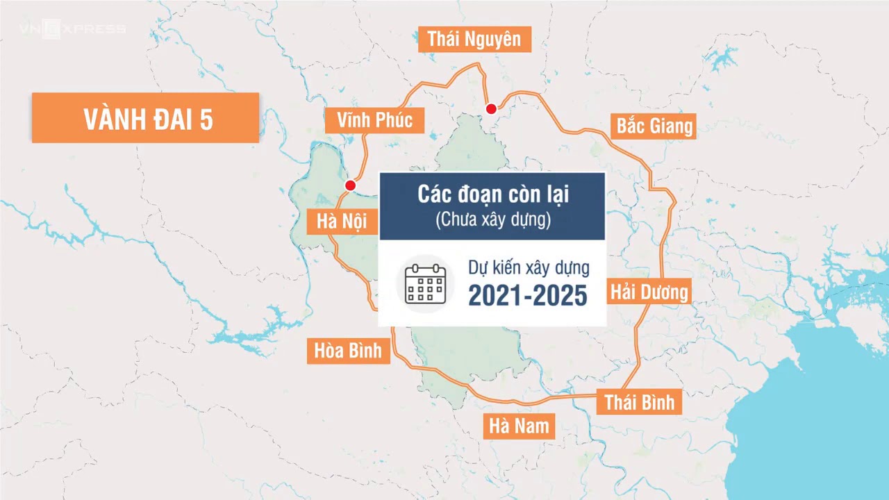 Toàn tuyến vành đai 5 dài hơn 331 km, nhu cầu vốn đầu tư hơn 85,5 nghìn tỷ đồng.