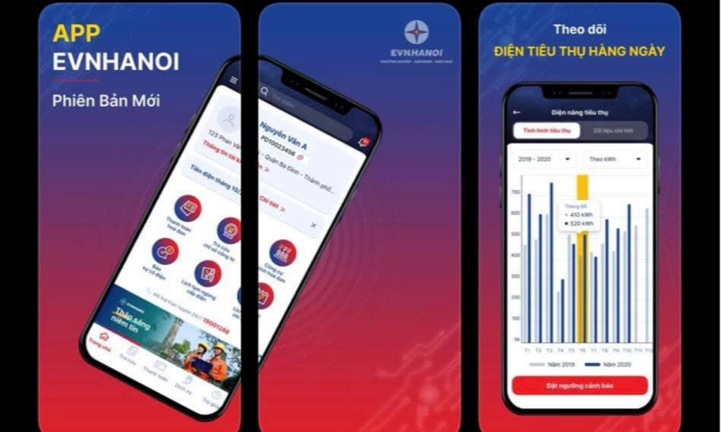 App này dành cho khách hàng ở Hà Nội và có sử dụng công tơ điện tử trực tiếp gửi dữ liệu real-time.