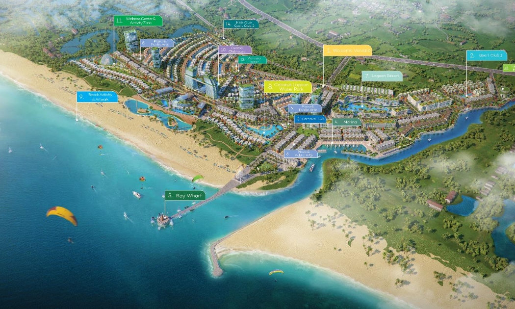 Venezia Beach sở hữu 14 cụm tiện ích lớn với hàng trăm tiện ích tiêu chuẩn quốc tế.