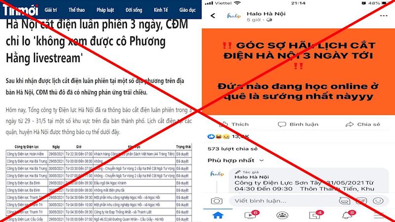Th&ocirc;ng tin EVNHanoi cắt điện lu&acirc;n phi&ecirc;n l&agrave; kh&ocirc;ng ch&iacute;nh x&aacute;c.