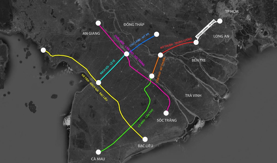 7 dự án cao tốc trọng điểm ở đồng bằng sông Cửu Long. 