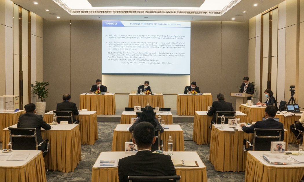 Đại hội đồng cổ đông 2021 của Thaco được tổ chức trực tuyến để tuân thủ nguyên tắc phòng, chống dịch Covid-19.