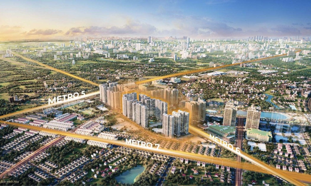 Phối cảnh The Metrolines sở hữu vị trí đắc địa nằm giữa tam giác vàng 3 tuyến metro trọng yếu số 5 - 6 - 7.