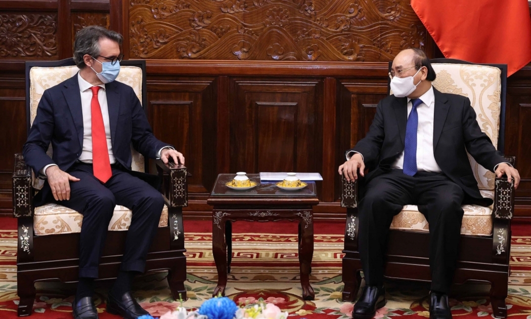 Chủ tịch nước Nguyễn Xuân Phúc đã tiếp ông Giorgio Aliberti, Đại sứ Liên minh Châu Âu (EU) tại Việt Nam - Ảnh: TTXVN.