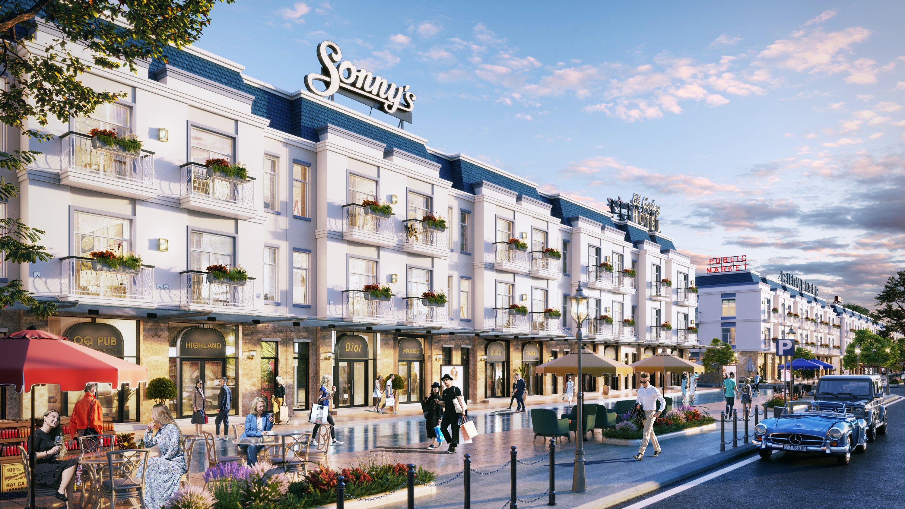 Shophouse được bố trí ngay trục trung tâm thuận tiện cho việc kinh doanh.