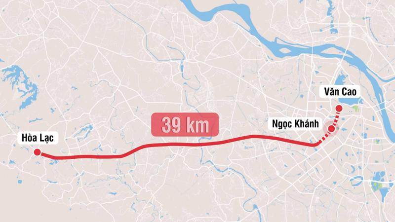 Tuyến đường sắt này dài 39 km với 21 nhà ga, gồm 6 ga ngầm và 15 ga nổi. Tổng mức đầu tư dự kiến 65.400 tỷ đồng.