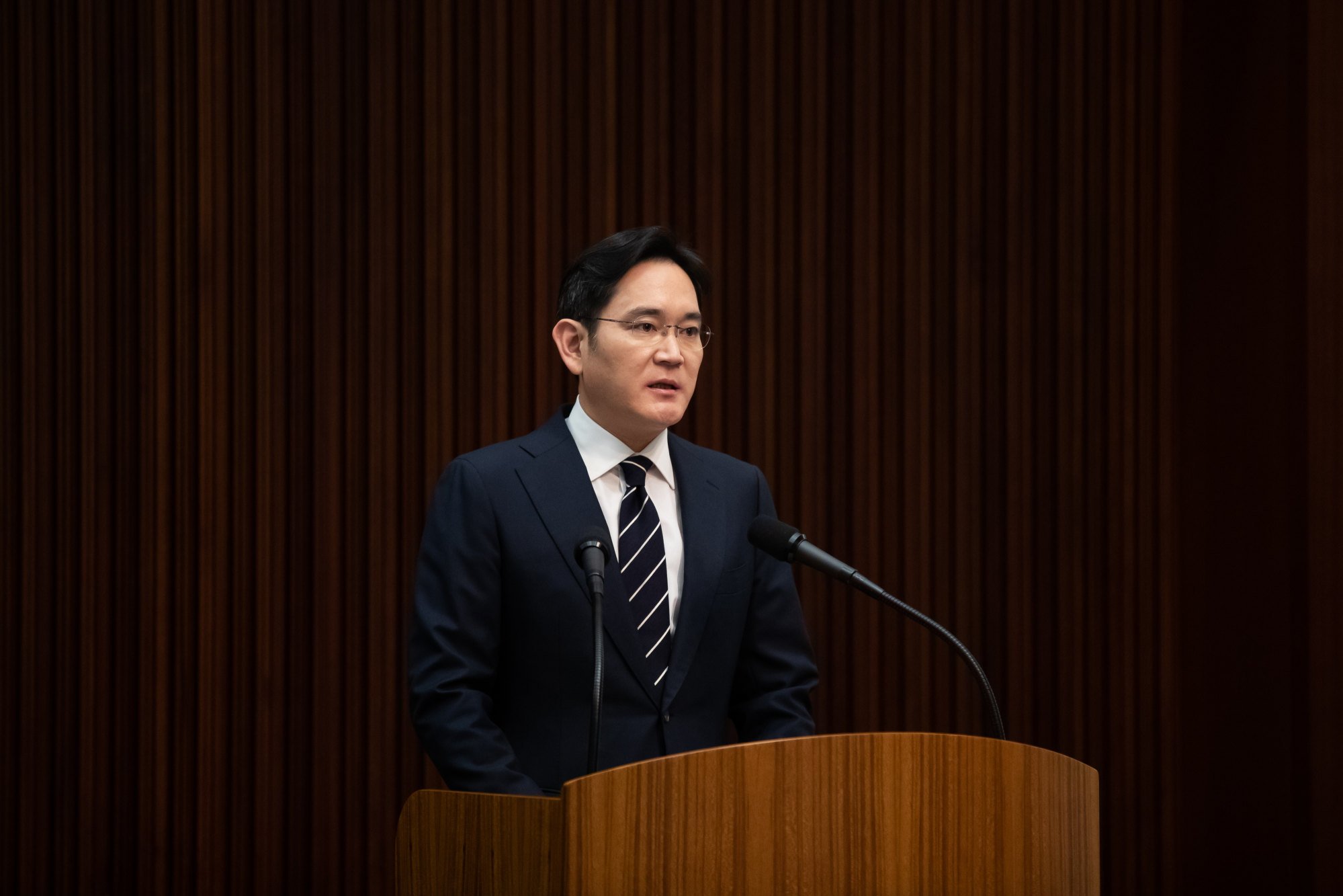 Ông Lee Jae-yong phát biểu tại một hội nghị ở Seoul năm 2020 - Ảnh: Bloomberg