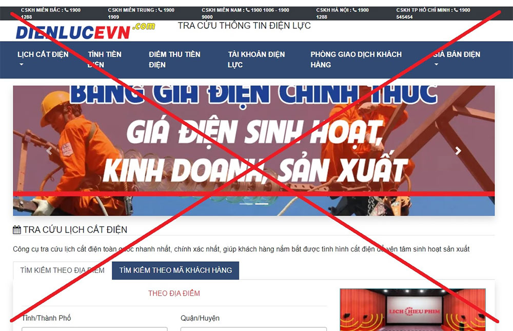Hình ảnh giả mạo thương hiệu Tập đoàn Điện lực Việt Nam