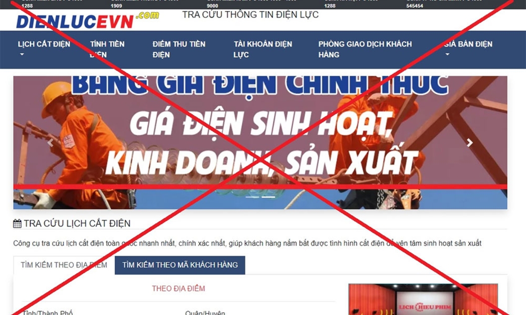 Hình ảnh giả mạo thương hiệu Tập đoàn Điện lực Việt Nam