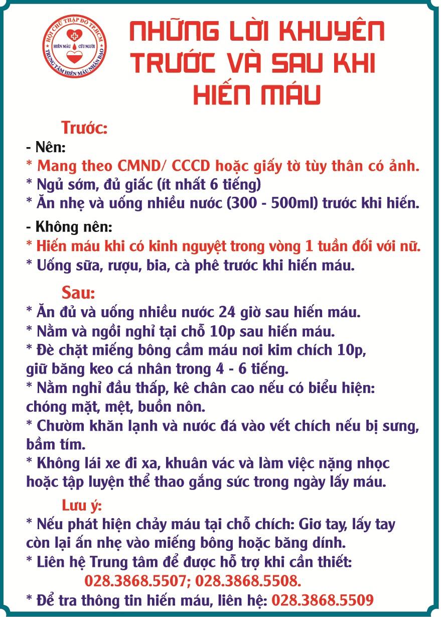 Những lưu ý khi hiến máu nhân đạo - Trung tâm hiến máu nhân đạo TP.HCM