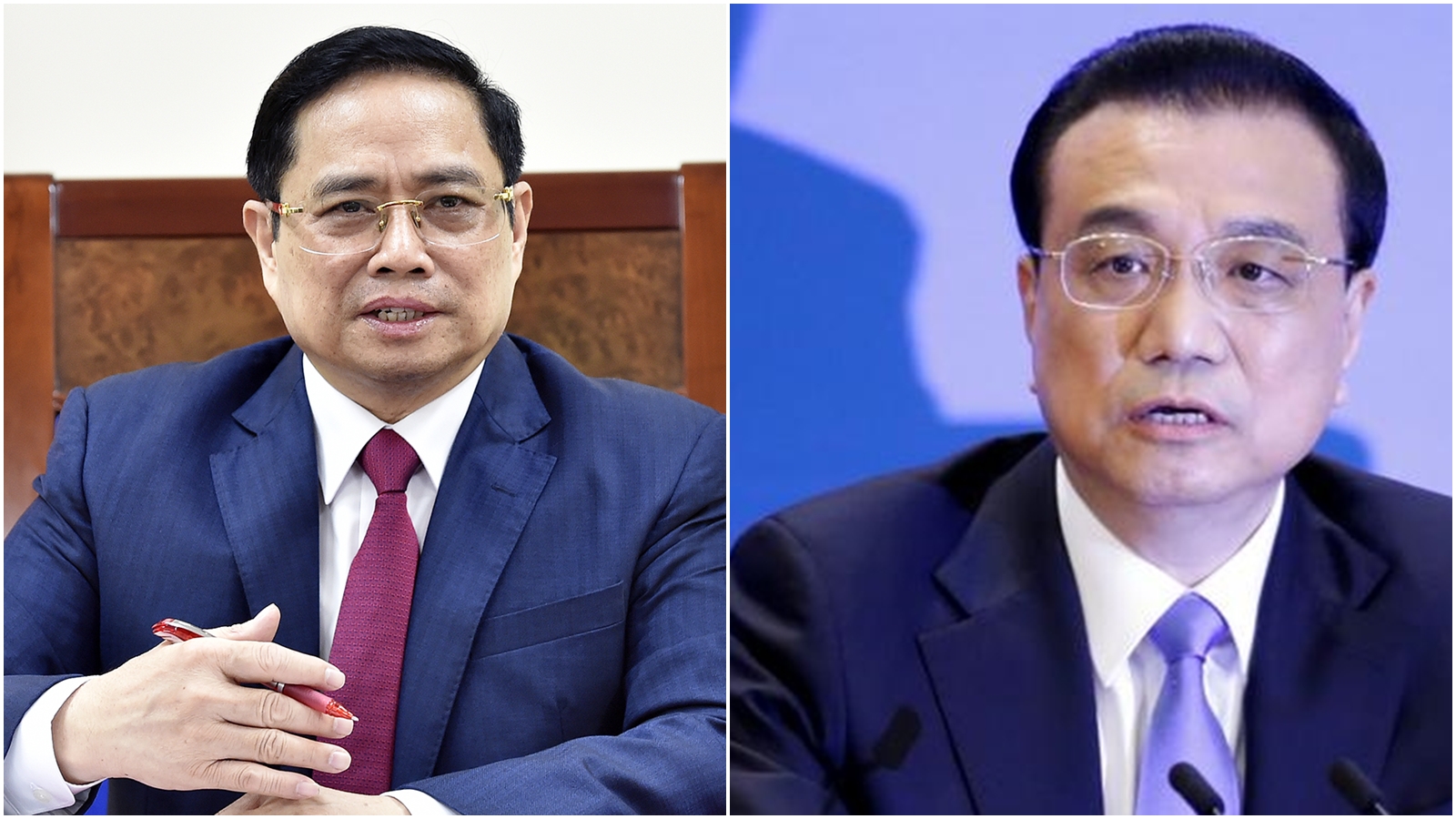 Thủ tướng Chính Phủ Phạm Minh Chính (ảnh trái) và Thủ tướng Trung Quốc Lý Khắc Cường - Ảnh: VGP/Reuters.