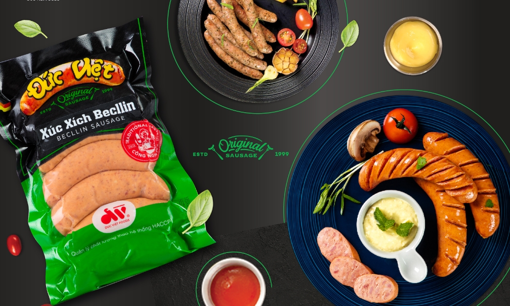 Các sản phẩm Xúc xích Đức Việt đều được thay đổi bao bì nhận diện mới sang trọng và bắt mắt.