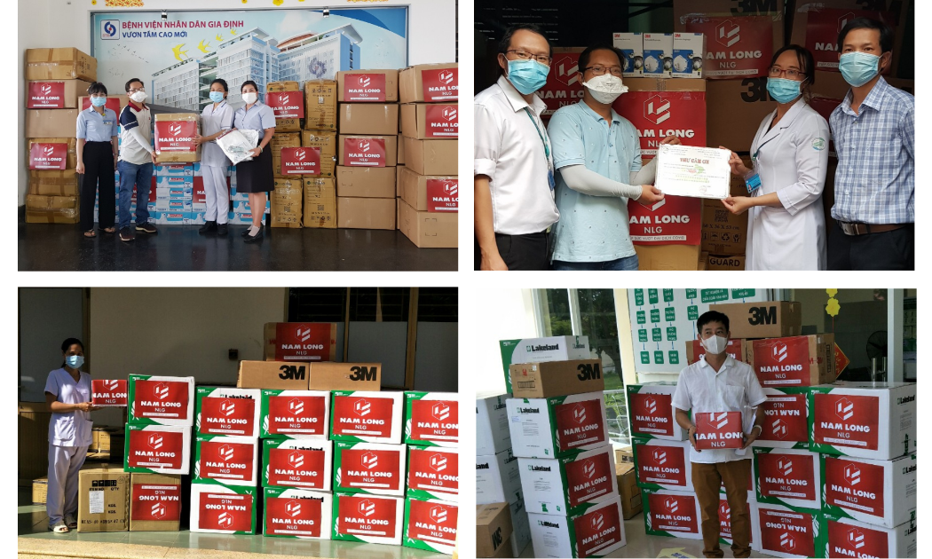 Nam Long đã tiếp trợ cho đội ngũ y bác sĩ đang làm việc tại Bệnh viện Bệnh Nhiệt Đới, Nhi Đồng 2, Gia Định, Bệnh viện Dã chiến điều trị Covid Cần Giờ, Củ Chi.