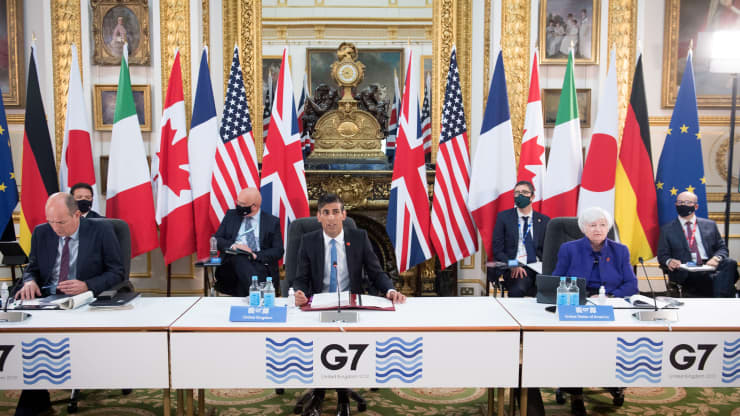 Các quan chức tài chính G7 trong hội nghị ở London, Anh hôm 4/6 - Ảnh: Getty/CNBC.