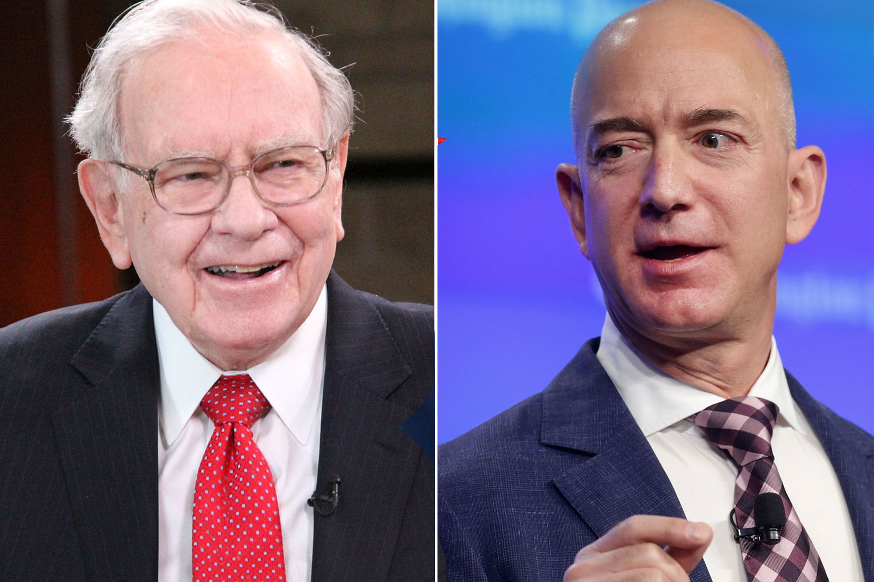 Tỷ phú Warren Buffett (trái) và Jeff Bezos - Ảnh: CNBC