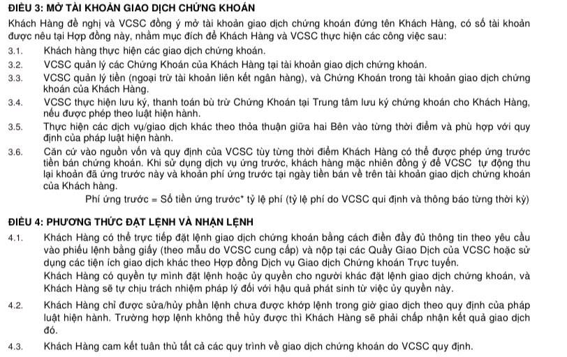 Hợp  đồng  mở  tài  khoản  giao dịch chứng khoán của VCSC.