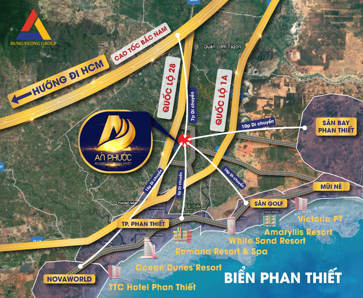 Dự án An Phước Riverside Phan Thiết sở hữu vị trí đắc địa, “có 1 không 2”.