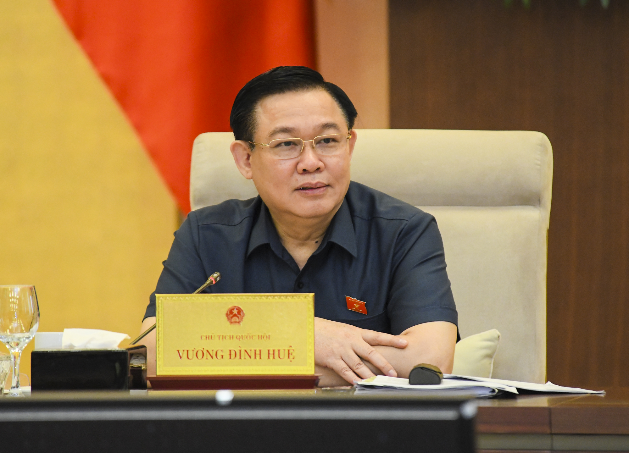 Chủ tịch Quốc hội Vương Đ&igrave;nh Huệ tại phi&ecirc;n họp 57 của Ủy ban Thường vụ Quốc hội - Ảnh: Quochoi.vn