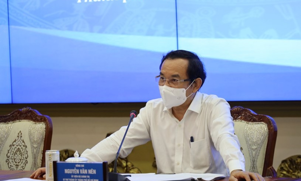 Bí thư Thành ủy TP.HCM Nguyễn Văn Nên chỉ đạo tại một cuộc họp giao ban về tình hình dịch COVID-19 trên địa bàn.