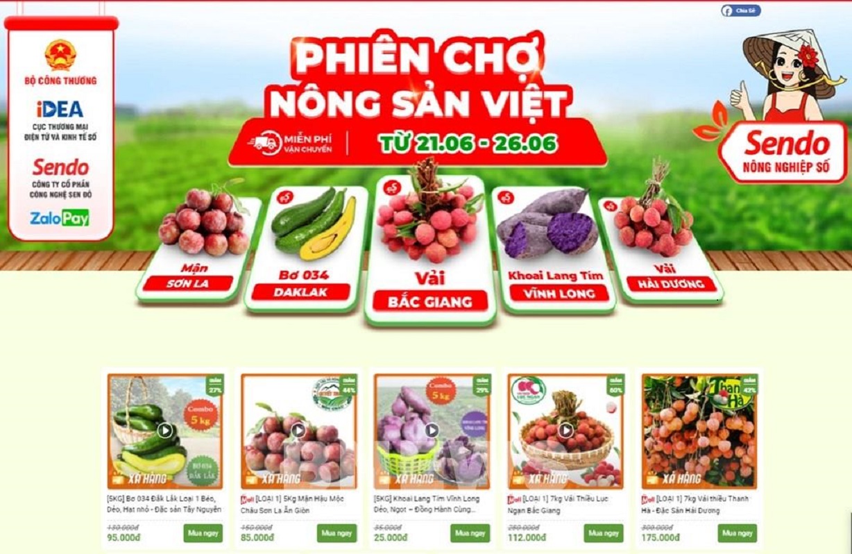 “Phiên chợ nông sản Việt” sẽ được diễn ra trên sàn thương mại điện tử Sendo từ ngày 21/6 đến 26/6.