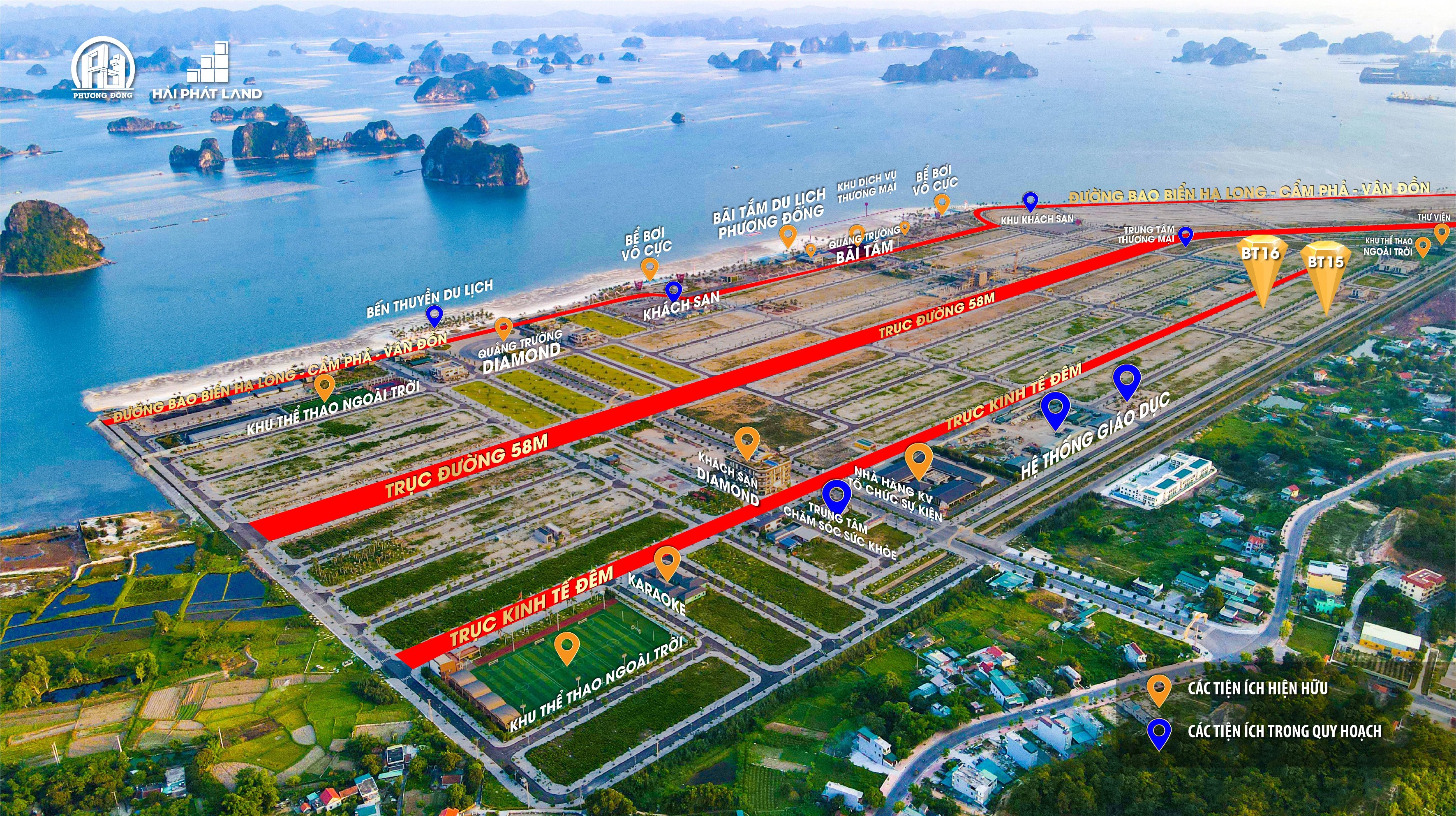 Phuong Dong Royal Shop Villas (BT15 v&agrave; BT16) nằm trong quần thể biển Phương Đ&ocirc;ng V&acirc;n Đồn với hạ tầng ho&agrave;n thiện 80%.