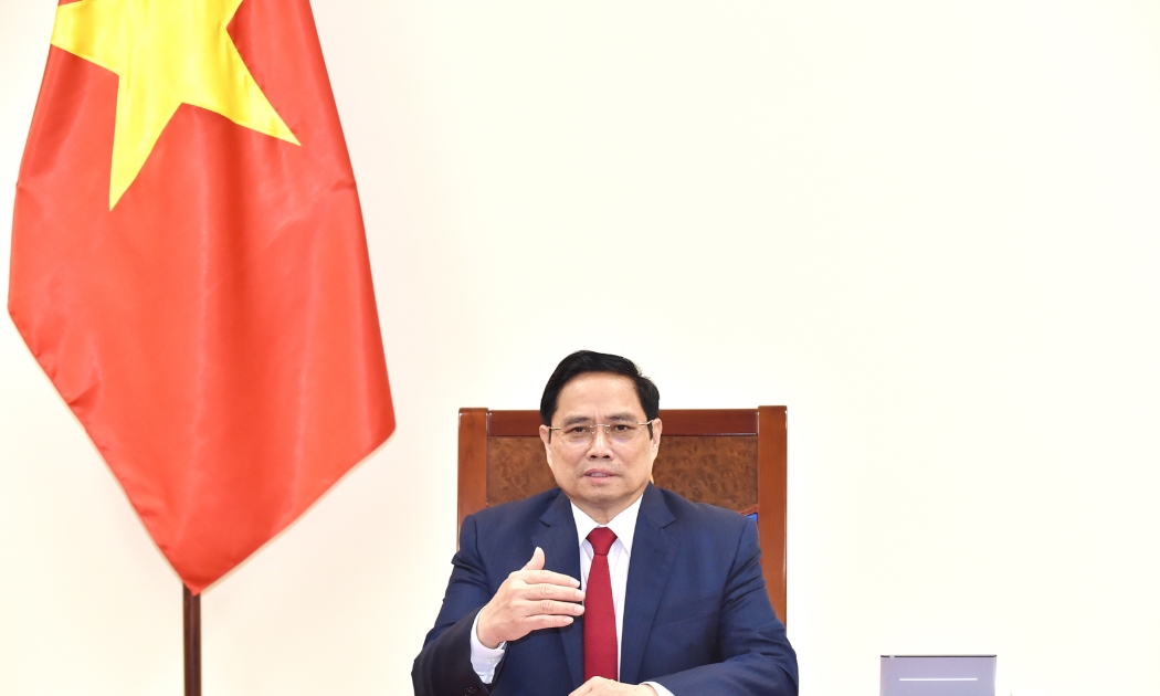 Thủ tướng Phạm Minh Chính điện đàm với Tổng Giám đốc WHO - Ảnh: VGP