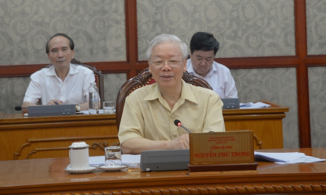 Tổng Bí thư Nguyễn Phú Trọng tại cuộc họp - Ảnh: VGP