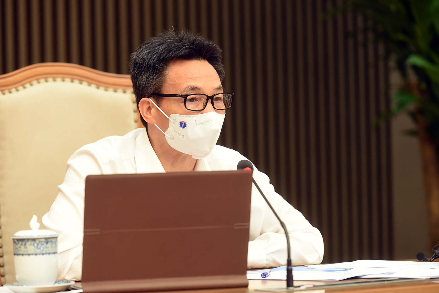 Phó Thủ tướng Vũ Đức Đam chủ trì cuộc họp trực tuyến với tỉnh Tiền Giang ngày 25/6. Ảnh - VGP/Đình Nam. 