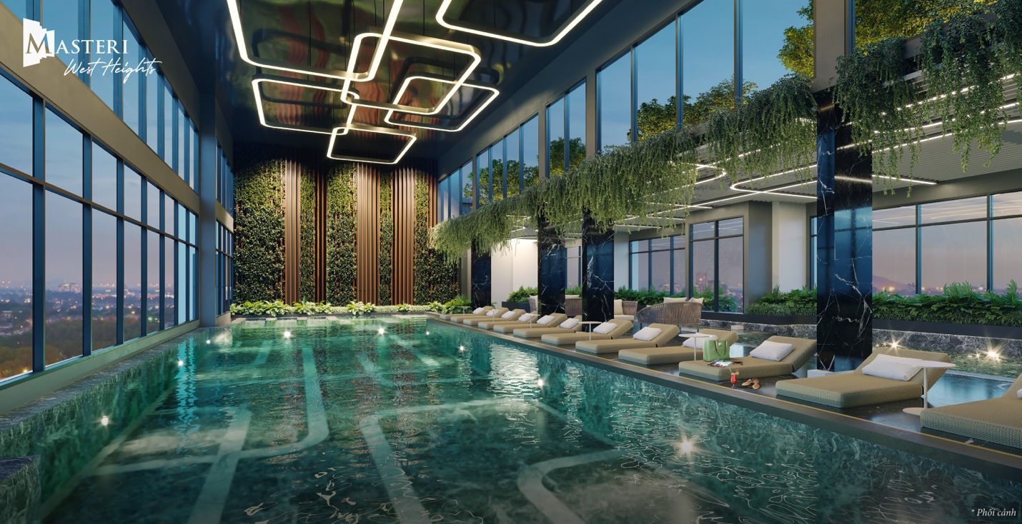 Bể bơi trong nhà - 1 trong 22 tiện ích đặc quyền của cư dân Masteri West Heights.