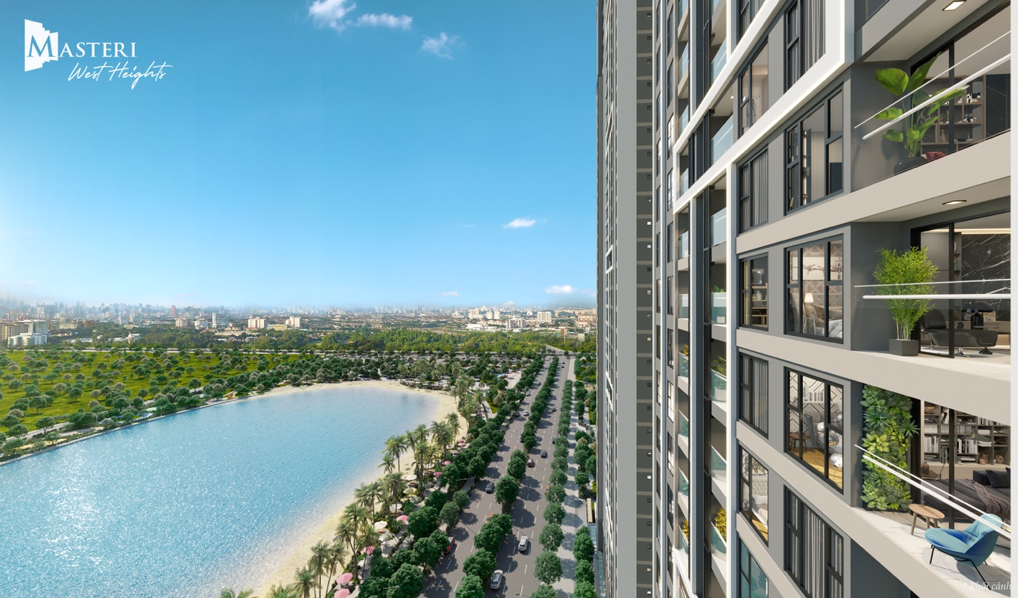 Masteri West Heights sở hữu tầm nhìn toàn cảnh ra hồ điều hòa trung tâm đại đô thị Smart City.