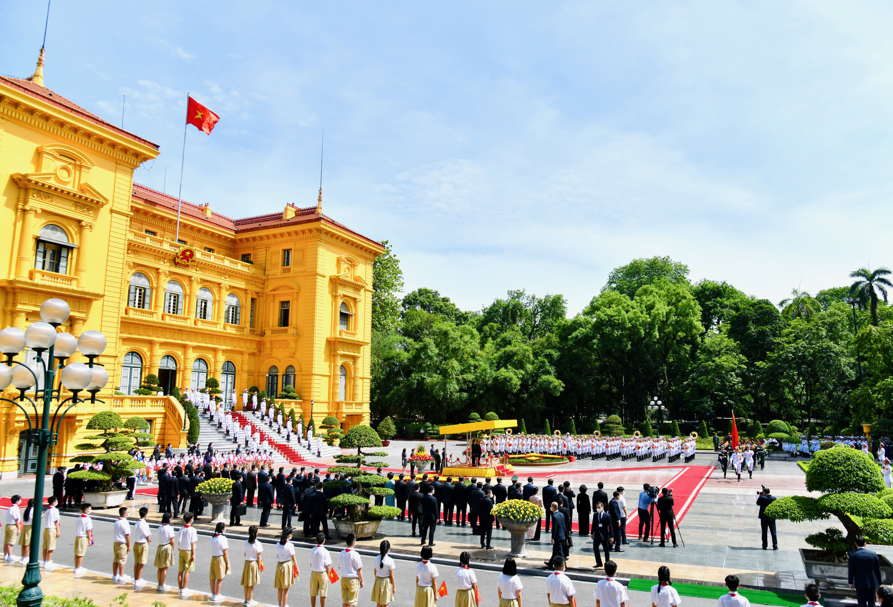 Toàn cảnh lễ đón tại Phủ Chủ tịch - Ảnh: VGP