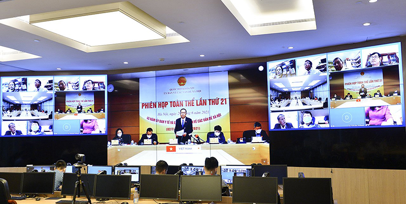 To&agrave;n cảnh phi&ecirc;n họp theo h&igrave;nh thức trực tuyến ng&agrave;y 29/6 - Ảnh: Quochoi.vn