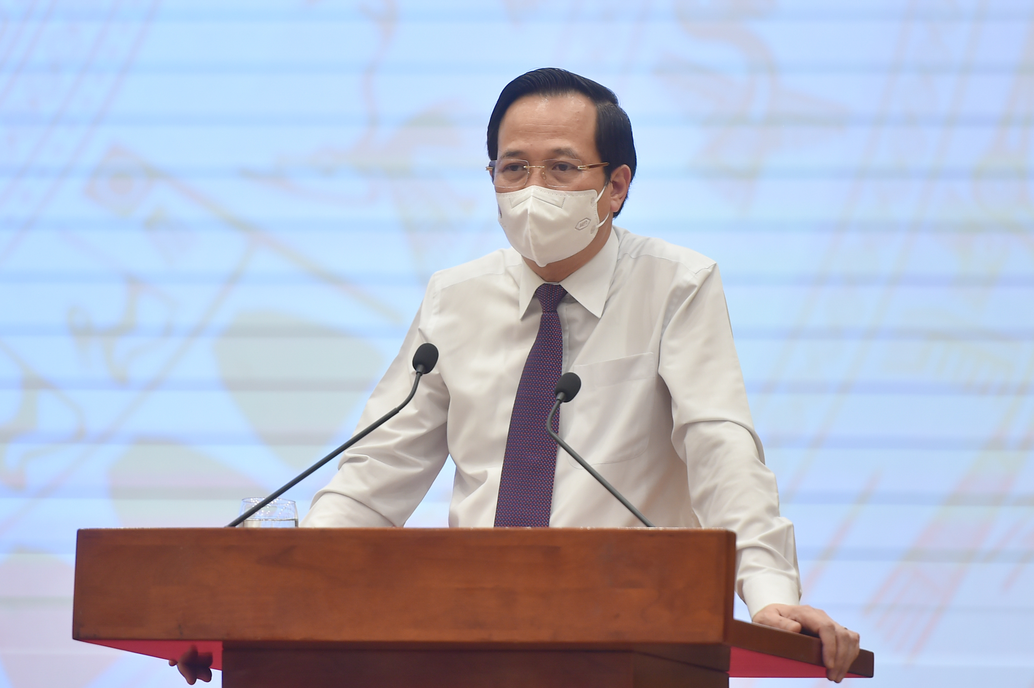 Bộ trưởng Lao động, Thương binh và Xã hội Đào Ngọc Dung tại họp báo - Ảnh: VGP