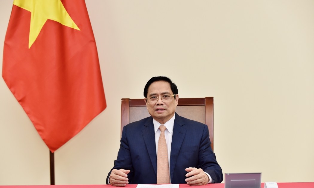 Thủ tướng Phạm Minh Chính tại cuộc điện đàm - Ảnh: Bộ Ngoại giao