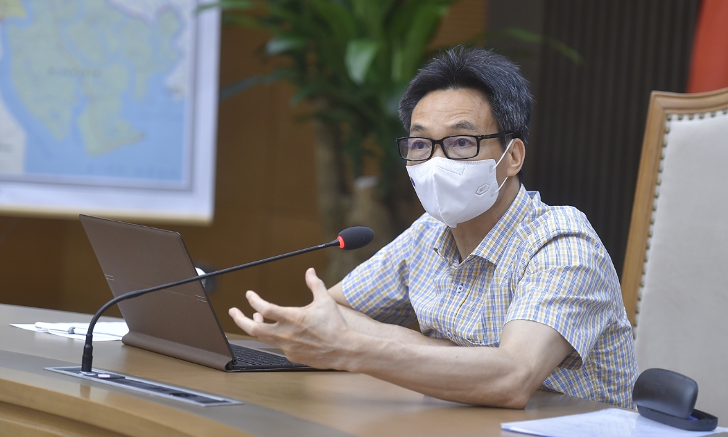 Phó Thủ tướng Vũ Đức Đam họp trực tuyến với TP.HCM về các biện pháp phòng, chống dịch Covid-19 chiều 7/7. Ảnh - VGP. 