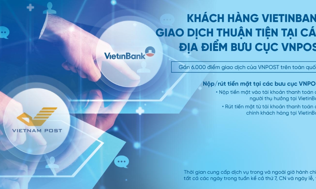 Nhờ kết nối công nghệ hiện đại giữa VietinBank và VNPost, giao dịch sẽ được ghi nhận tức thời vào tài khoản thanh toán của người nhận tiền tại VietinBank.