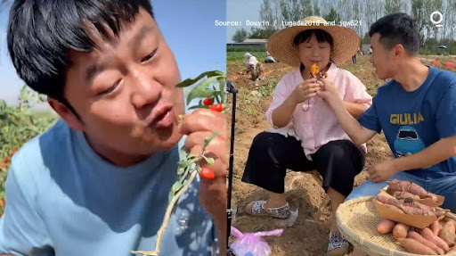 N&ocirc;ng d&acirc;n Trung Quốc livestream b&aacute;n h&agrave;ng tr&ecirc;n nền tảng Douyin - Ảnh: Douyin