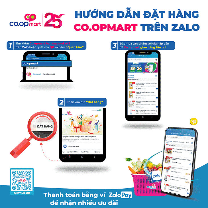Đặt hàng online tại Co.opmart qua Zalo.