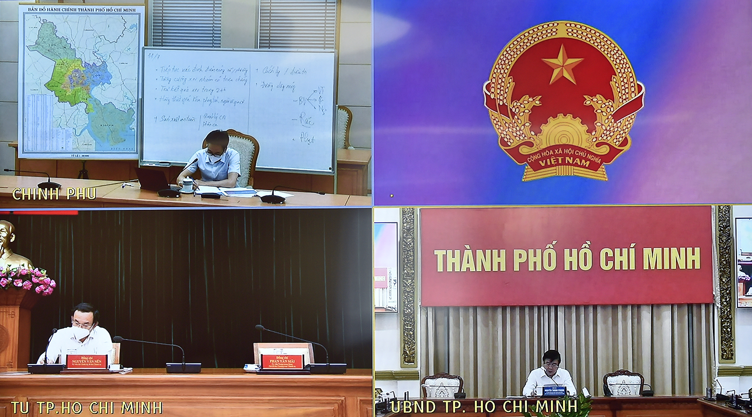 Các điểm cầu tại cuộc họp trực tuyến. Ảnh - VGP. 