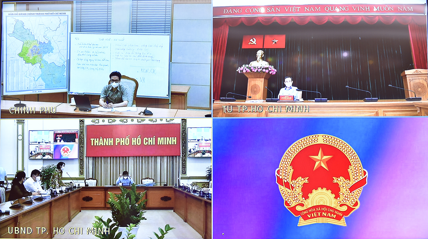 Các điểm cầu tham dự cuộc họp trực tuyến sáng 12/7. Ảnh - VGP. 